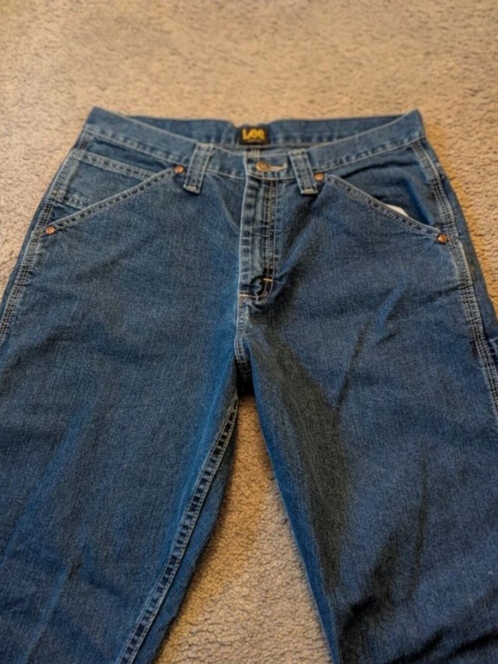 Lee Men's 42x30 Loose Fit Straight Leg Dungarees/Carpenter Blue Jeans 2887910